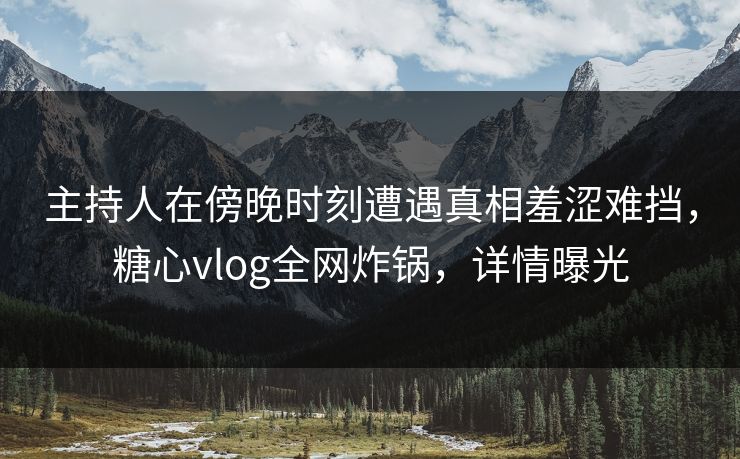 主持人在傍晚时刻遭遇真相羞涩难挡，糖心vlog全网炸锅，详情曝光