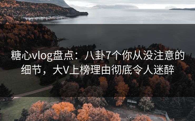 糖心vlog盘点：八卦7个你从没注意的细节，大V上榜理由彻底令人迷醉