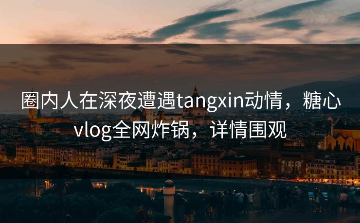 圈内人在深夜遭遇tangxin动情，糖心vlog全网炸锅，详情围观