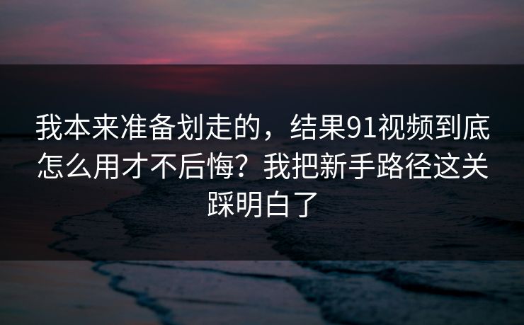 我本来准备划走的，结果91视频到底怎么用才不后悔？我把新手路径这关踩明白了